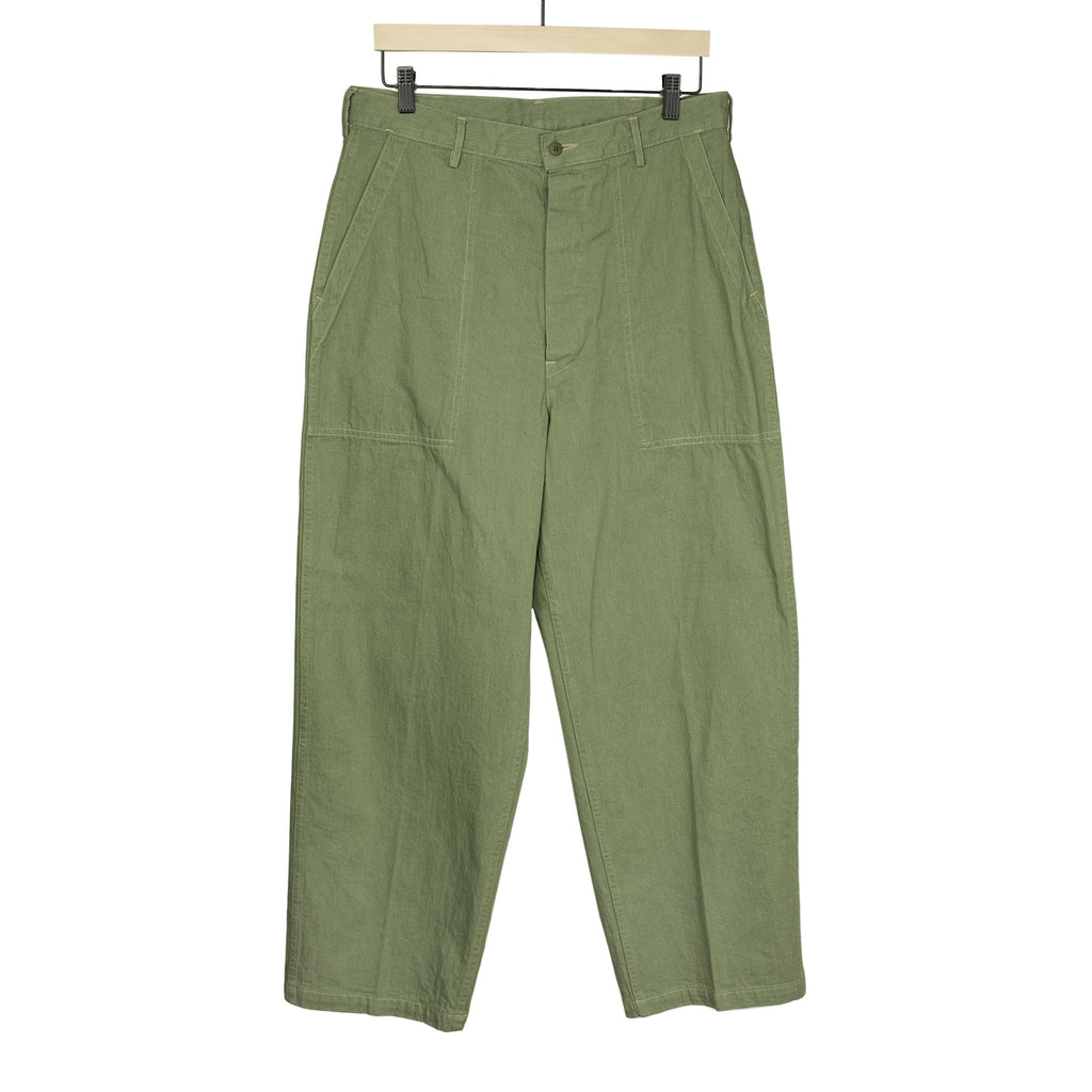 Kaptain Sunshine Baker pants in green cotton denim – No Man