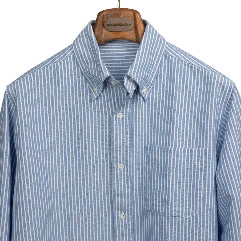 Wythe FW24 Oxford cloth button-down shirt in blue/white stripe
