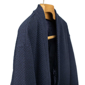 Lined easy cardigan in navy cotton poly knit