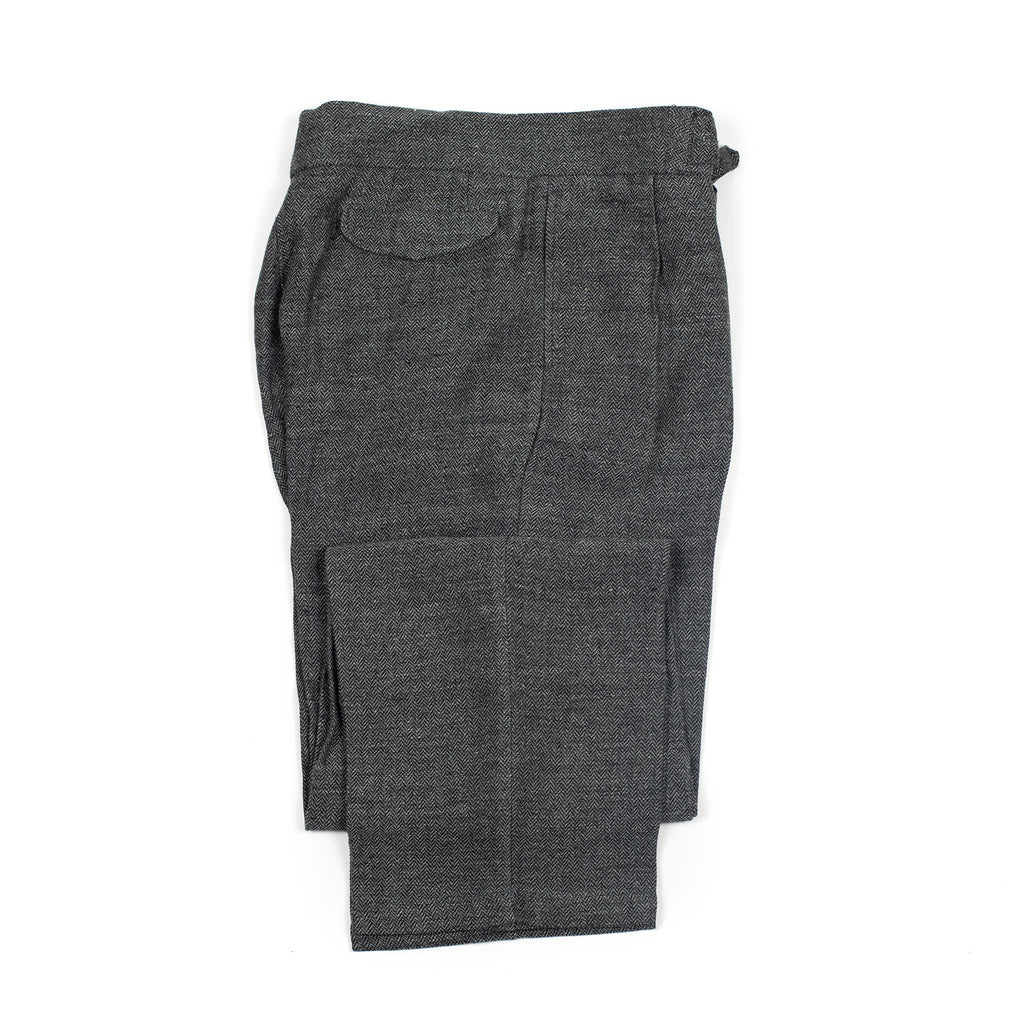 Informale SS26 Safari trousers in tweed grey herringbone Irish