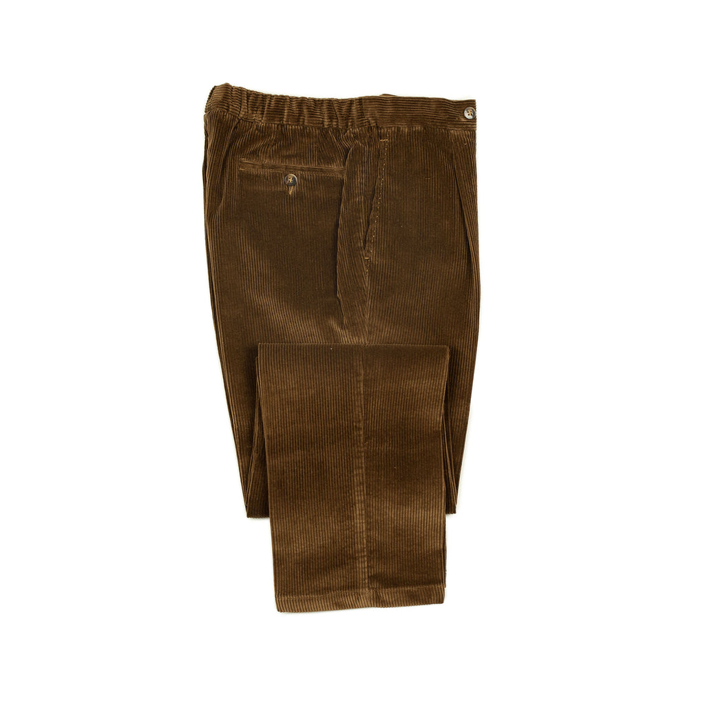Rota FW24 Pleated easy pants in tobacco brown Brisbane Moss cotton