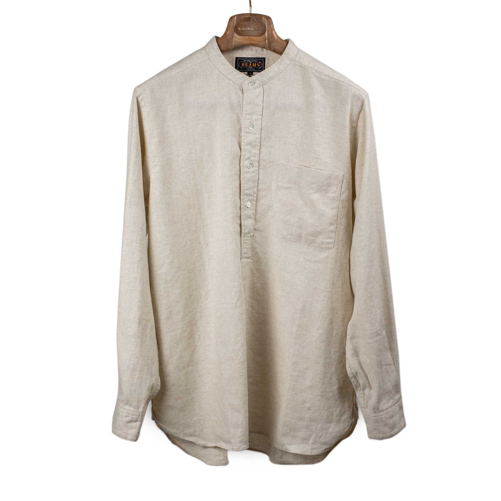 【CALMER】 BandCollar シャツ LINENメッシュバンドカラーシャツ（シャツ／ブラウス）｜CALMER（カル