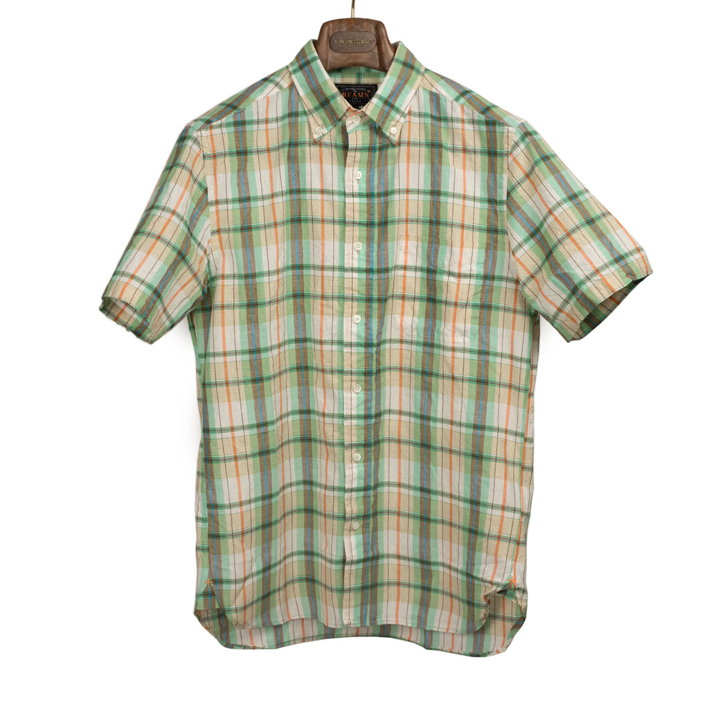 Beams Plus SS25 Short sleeve buttoned collar shirt in mint green