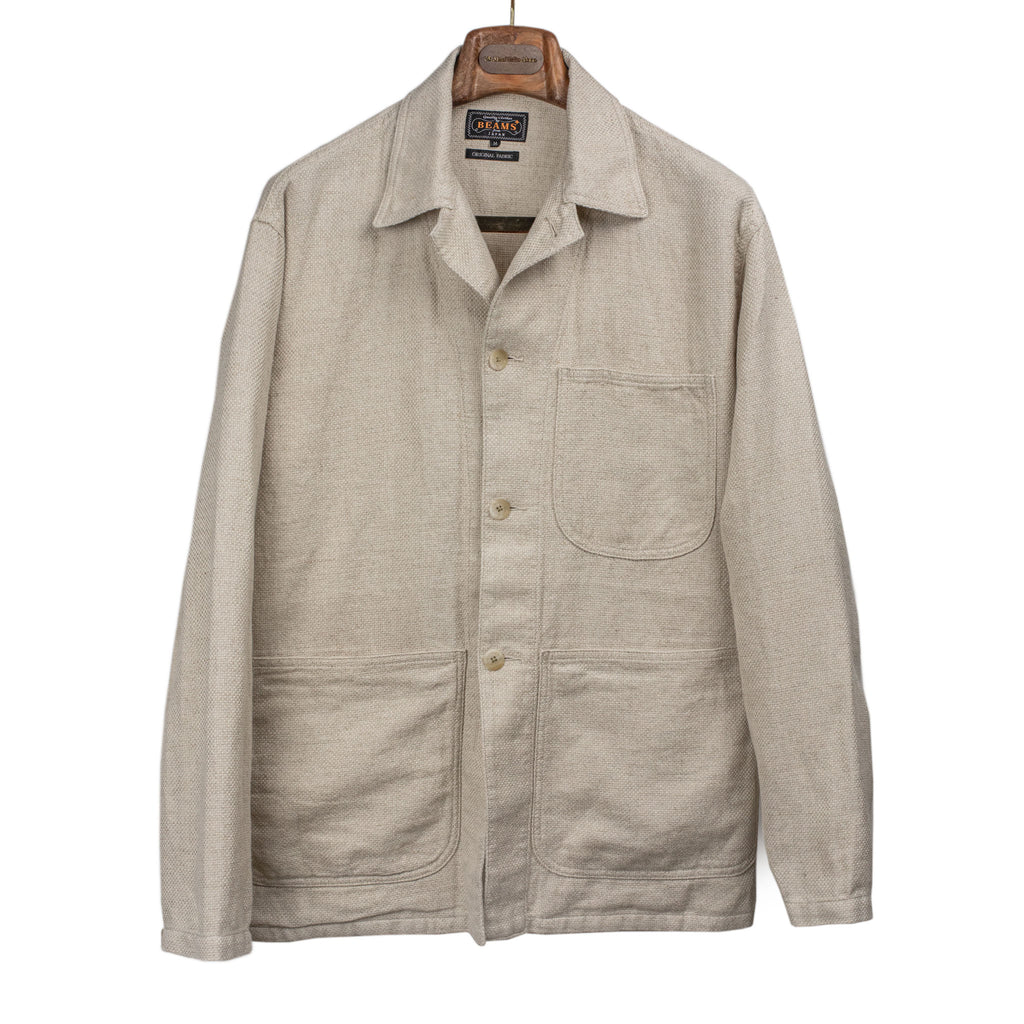 極美品 BEAMS PLUS 26SS MIL Chore Jacket L Beams Plus SS26 MIL chore coat in off white linen and cotton