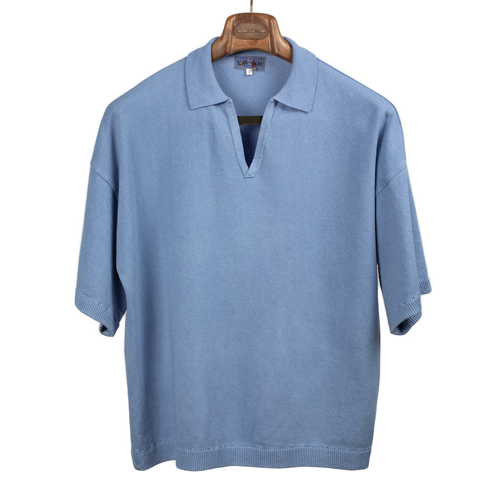 Blue Blue Japan SS26 Skipper polo in light washed hand-dyed indigo