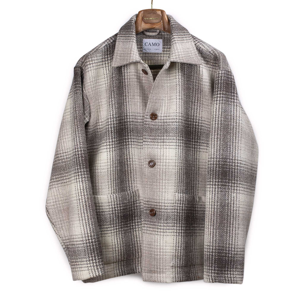 CAMO FW25 Tisserand jacket in brown and cream check poncho