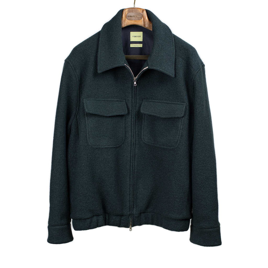 De Bonne Facture FW25 Student jacket in blue-green boiled wool