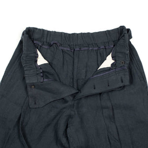 Belted trousers in deep navy linen