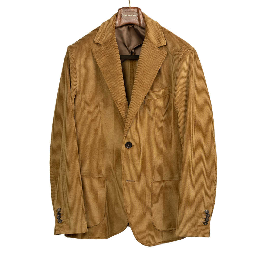 Doppiaa Aauro patch pocket jacket in beige cotton corduroy (suit