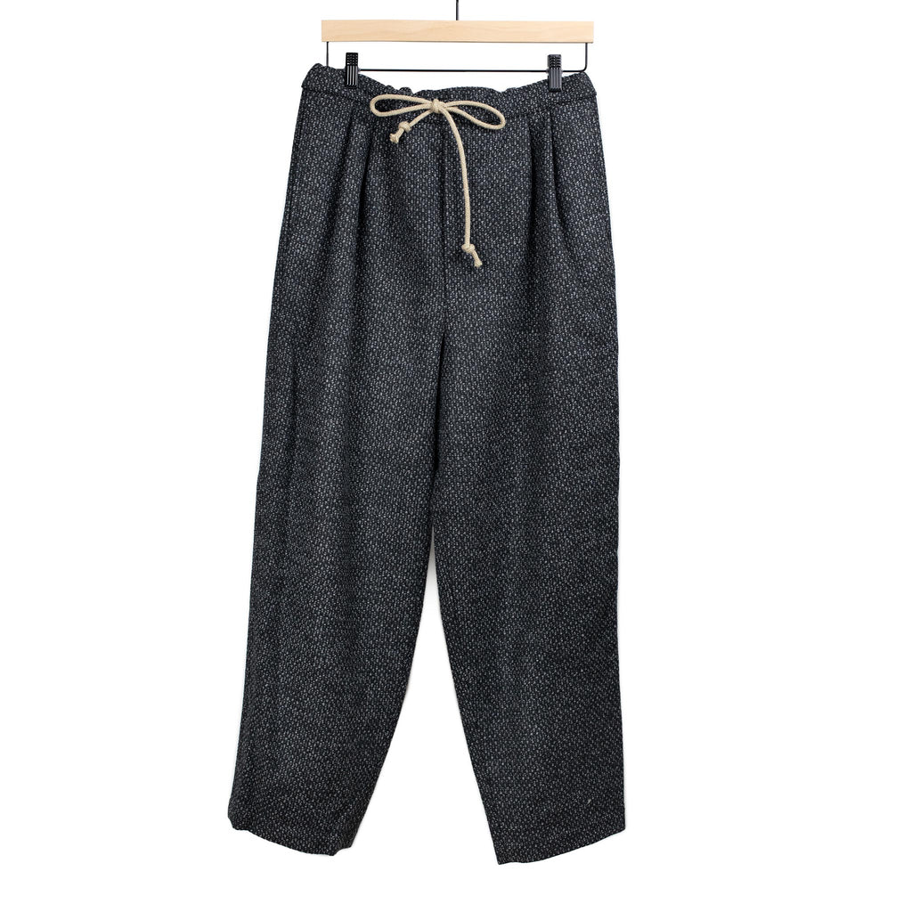 Frank Leder FW25 Double pleated drawstring trousers in navy blue