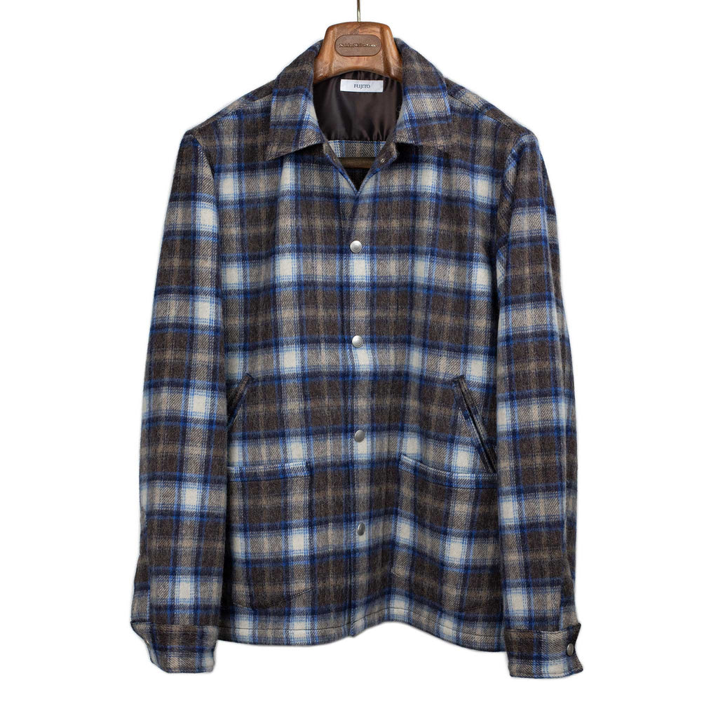 【美品】完売品 URBAN RESEARCH CHECK CPO JACKET Fujito FW25 CPO jacket in blue and brown plaid brushed wool and