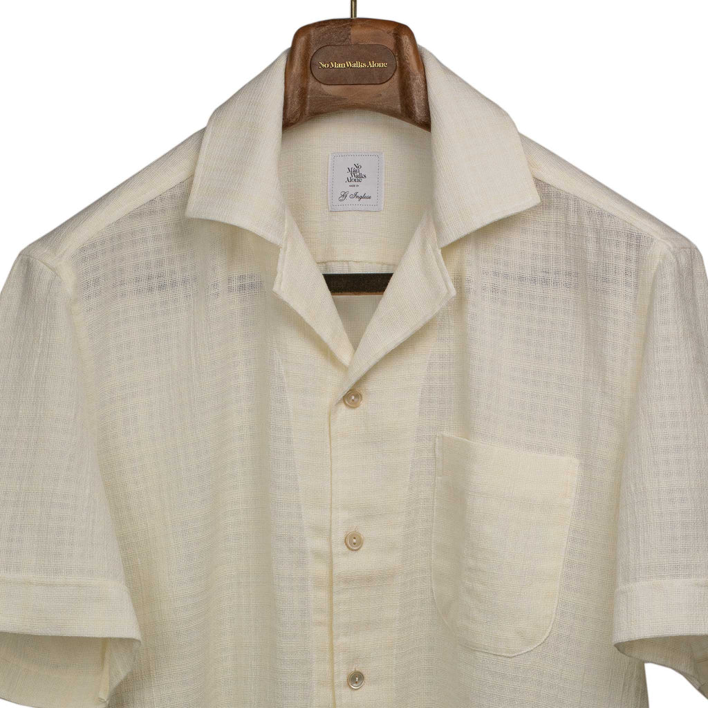 G. Inglese SS25 Camp collar short shirt sleeve shirt, ivory G. Inglese SS25 Camp collar short shirt sleeve shirt, ivory