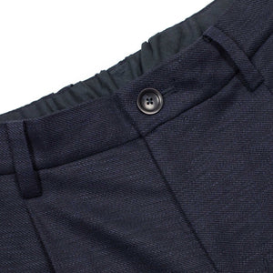Pleated easy pants in navy linen and rayon twill