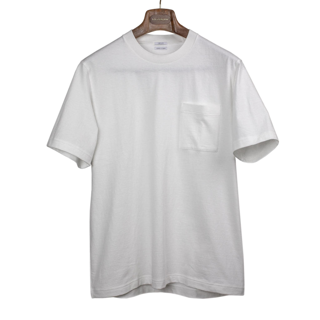 Ikiji SS26 Short sleeve pocket tee in neppy white cotton – No Man