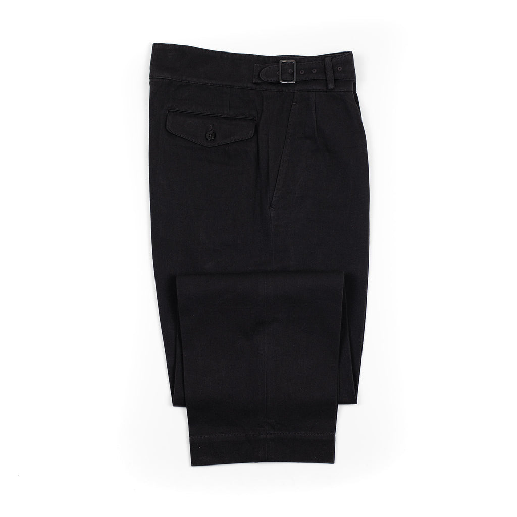 Kaptain Sunshine FW26 Gurkha pants in black washed cotton twill