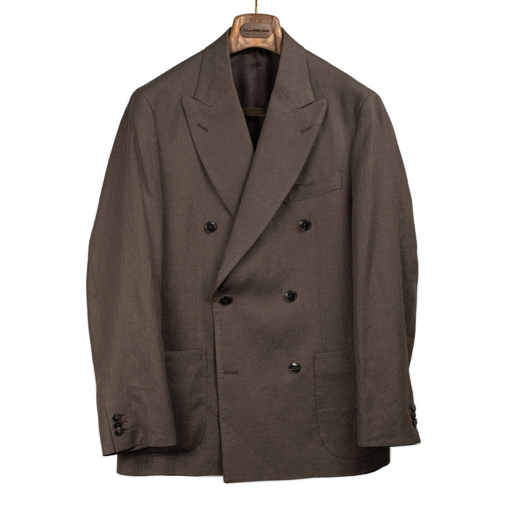 Kaptain Sunshine SS25 Double breasted jacket in brown linen and