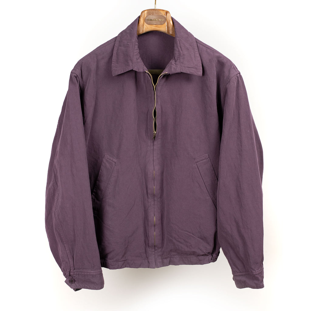 Kaptain Sunshine SS26 Zipped blouson in aubergine garment dyed