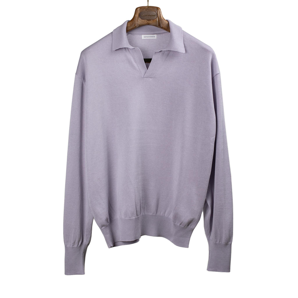 Kaptain Sunshine SS26 Long sleeve knit skipper shirt in lilac
