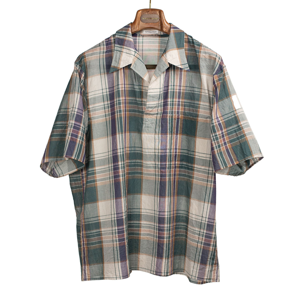 Kaptain Sunshine SS26 Short sleeve popover shirt in forest plaid