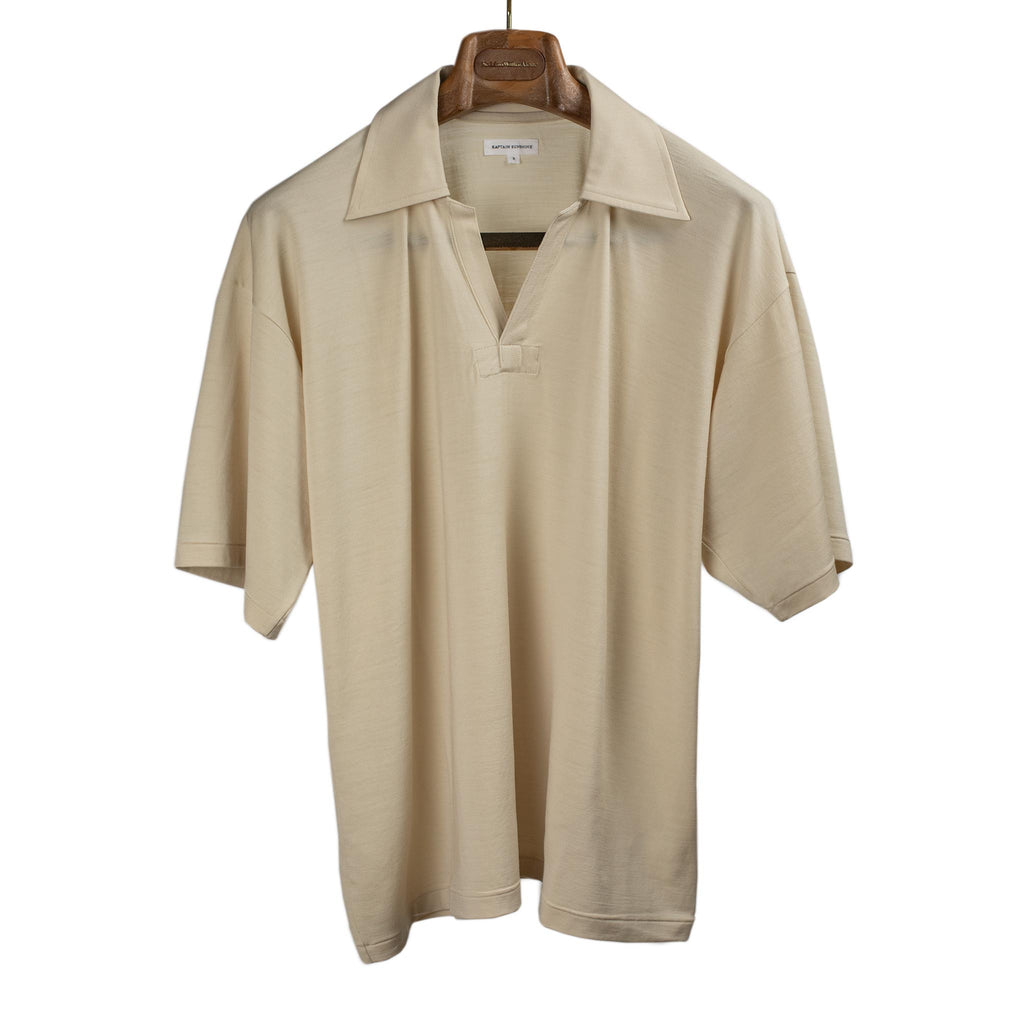 Kaptain Sunshine SS26 Short sleeve skipper shirt in almond Super