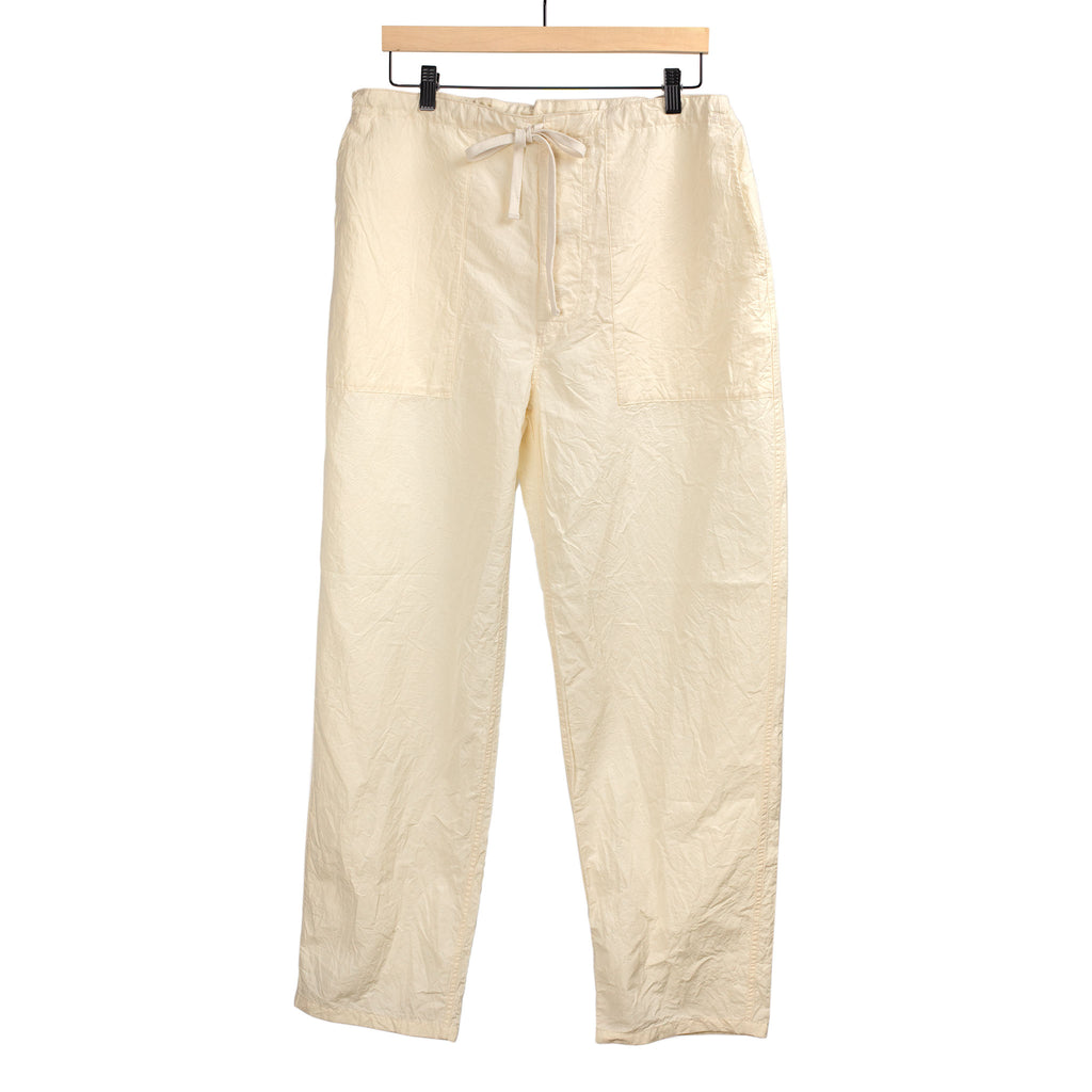 Kaptain Sunshine SS26 Walk Easy Baker Pants in ecru washed cotton