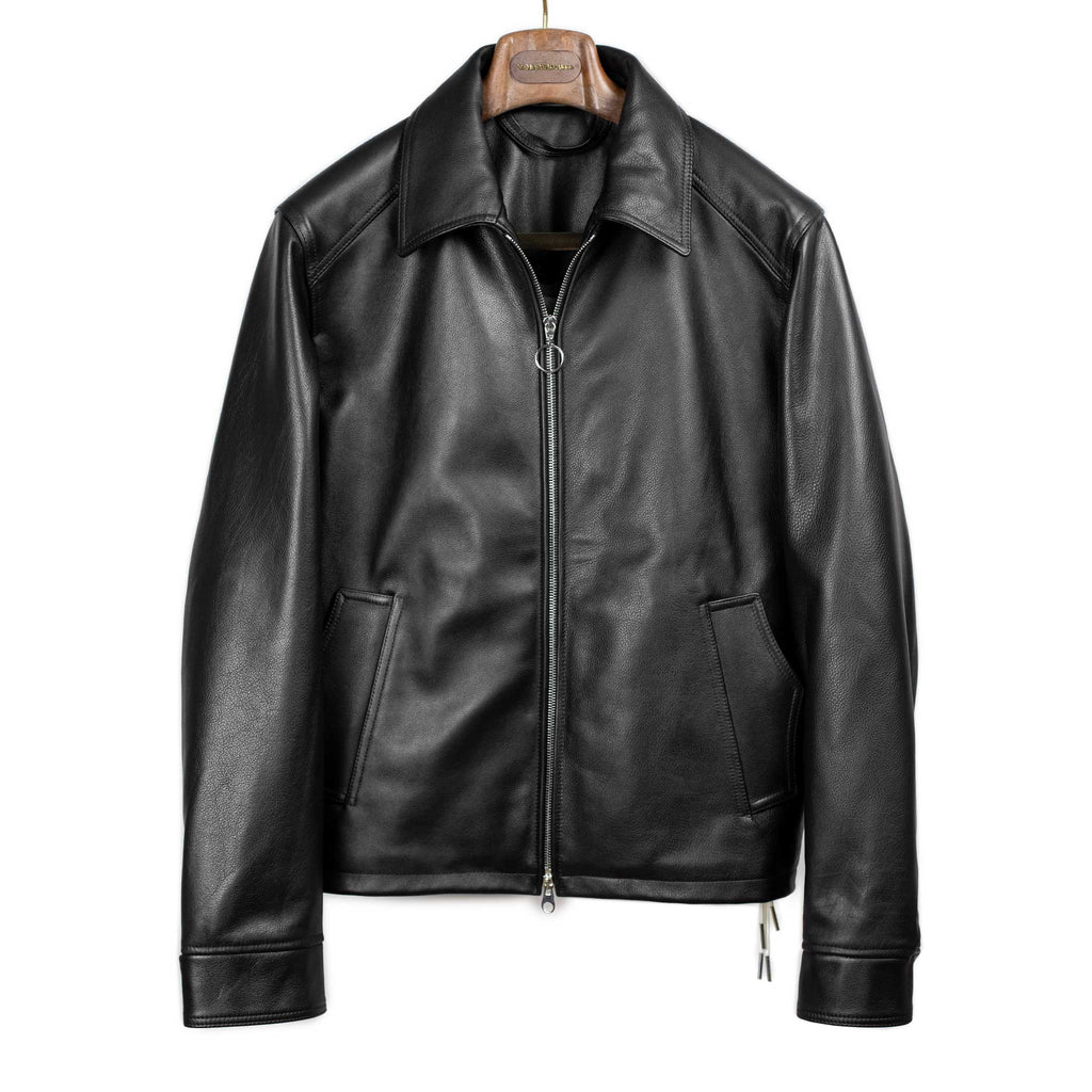 LEJ FW25 Cinch Back Blouson in black French calf – No Man Walks Alone