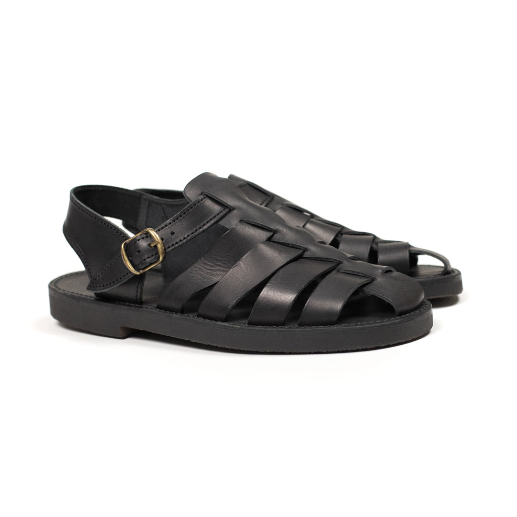 La Botte Gardiane Black Fisherman Sandals (Jerome) PARLOUR - Jerome Black and Black Leather Sandal main image 4