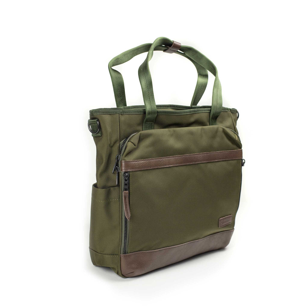 Master-Piece FW24 Explorer two-way tote bag in olive green Cordura