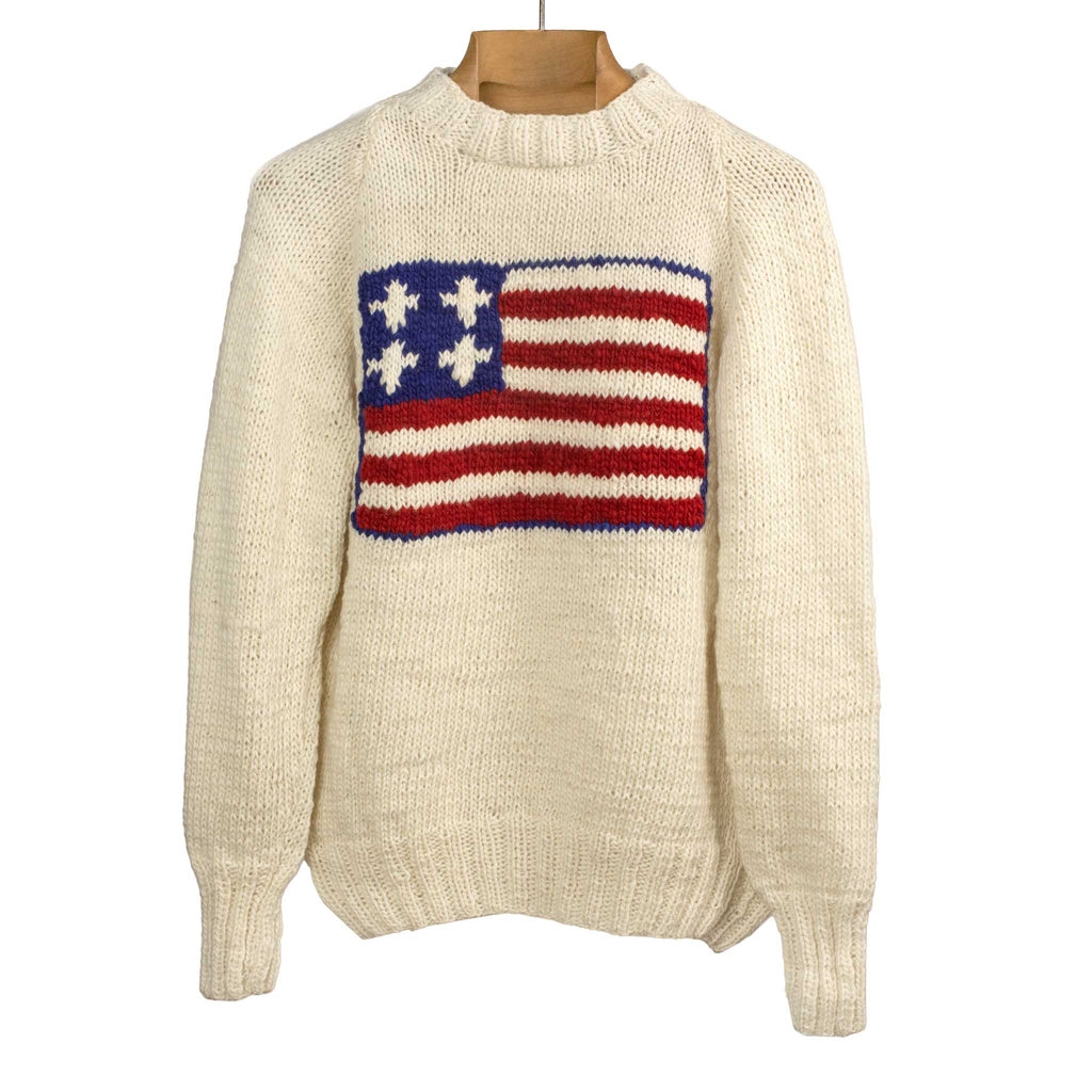 Monitaly FW24 Chamula hand-knit Flag crewneck sweater in Ivory