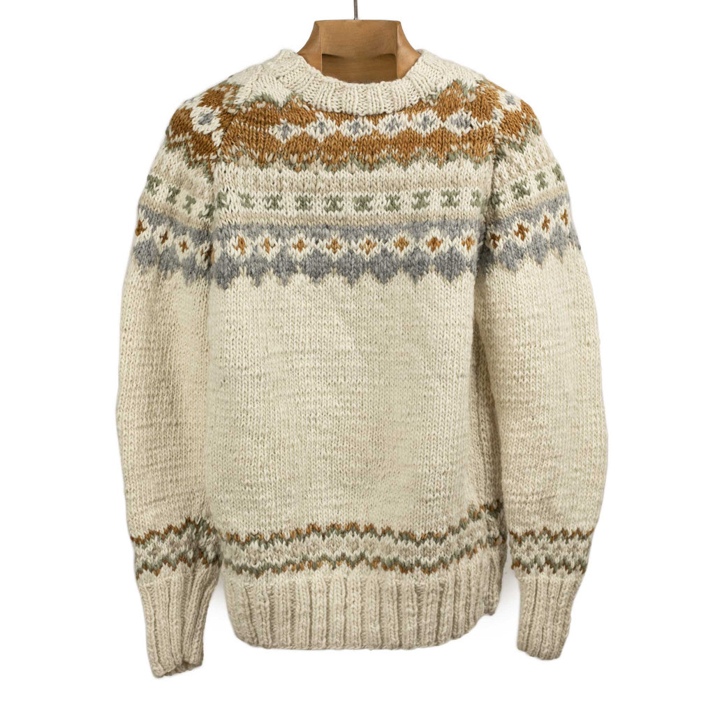Monitaly FW24 Chamula hand-knit Fair Isle crewneck sweater in