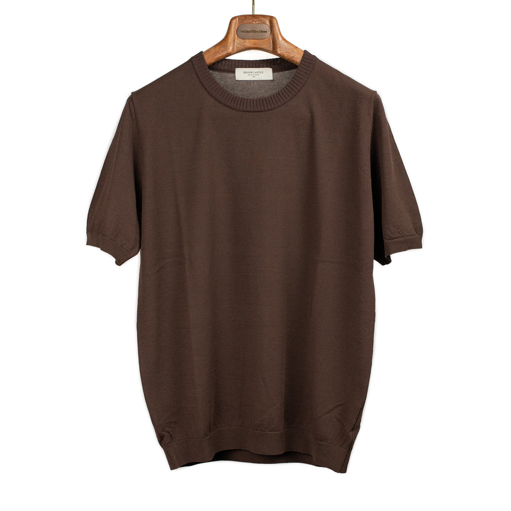 Mooncastle SS25 Knit t-shirt in brown Ice Cotton yarn – No Man
