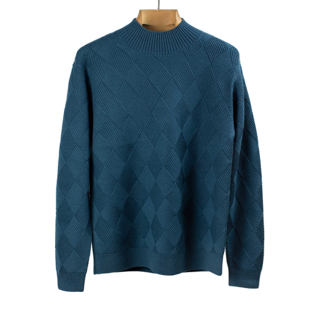 雪菜 Okochi Meriyasu FW25 Mid-gauge basketweave mockneck sweater in
