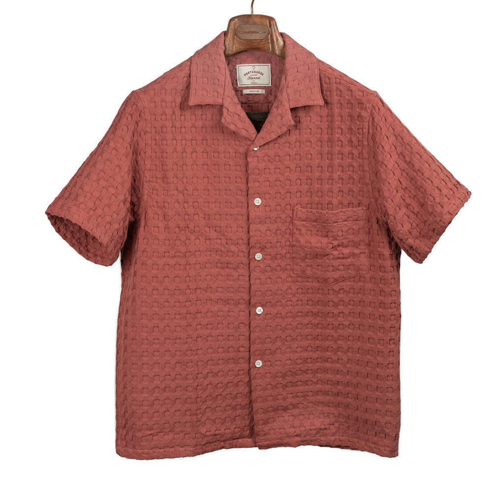Sands camp shirt in clay waffle gauzy cotton