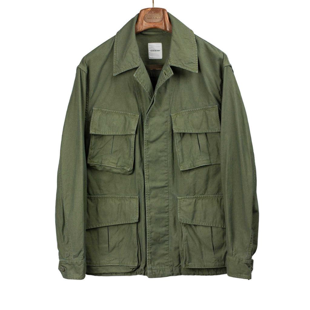 ジャケット・アウター sage de cret BACK SATIN FATIGUE JACKET Sage de Cret FW25 Fatigue jacket in olive green cotton and linen