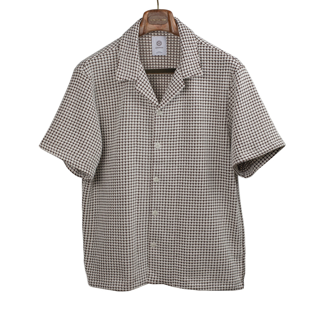 トップス Cotton Shaggy Open Collar Shirt arknets Seagreen SS26 Open collar shirt in brown big waffle cotton mix