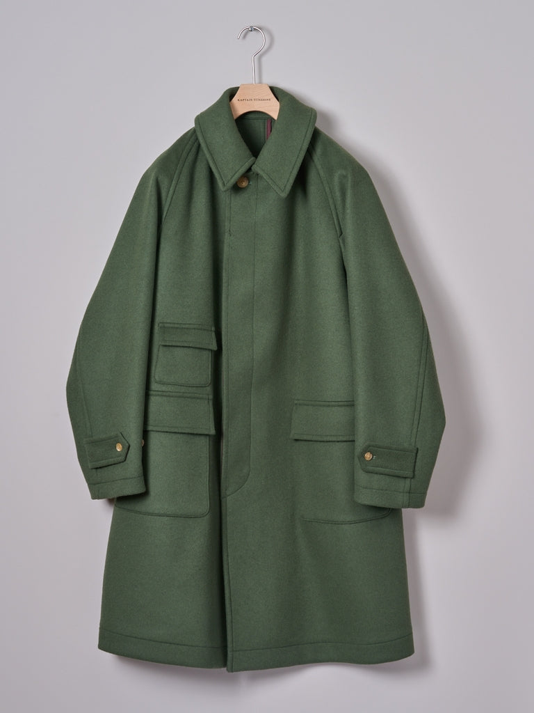 Kaptain Sunshine Traveler Coat in navy melton wool double cloth