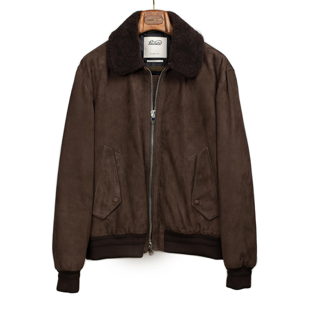 Valstar FW25 Cudden down padded aviator jacket in caffe brown