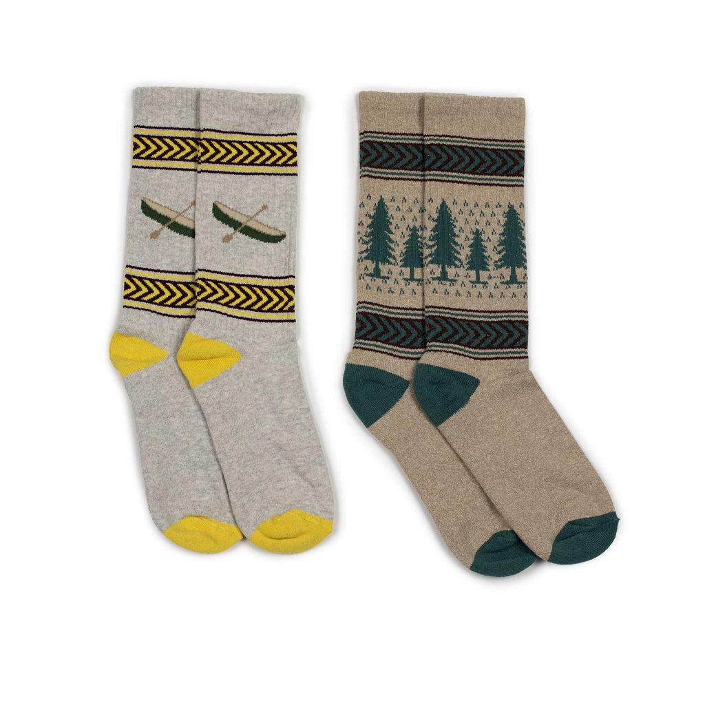 Wythe FW24 Recycled cotton jacquard socks twopack canoe and evergreen