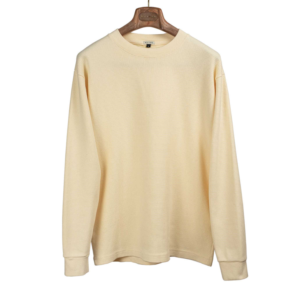 Wythe FW24 Long sleeve waffle thermal tee in cream cotton – No Man