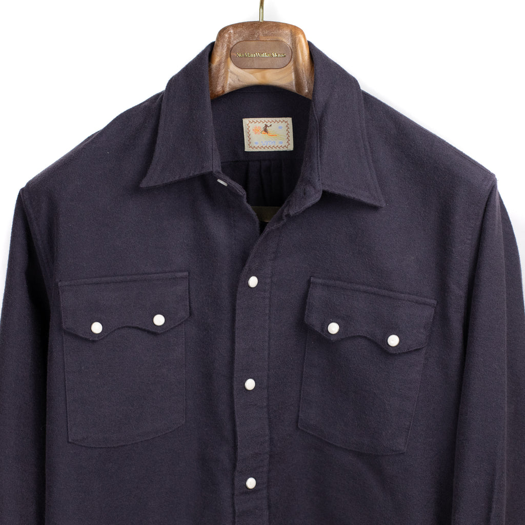 Wythe FW25 Pearlsnap Western shirt in Night Sky cotton moleskin