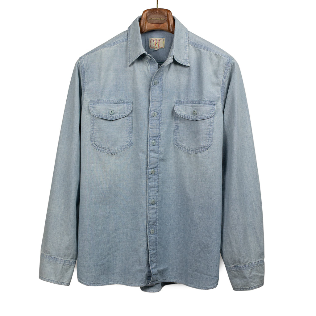 Wythe Work shirt in sun-faded indigo cotton chambray (restock