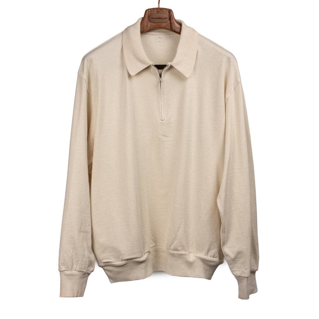 blurhms FW24 Half-zip pullover in ivory nepped silk and