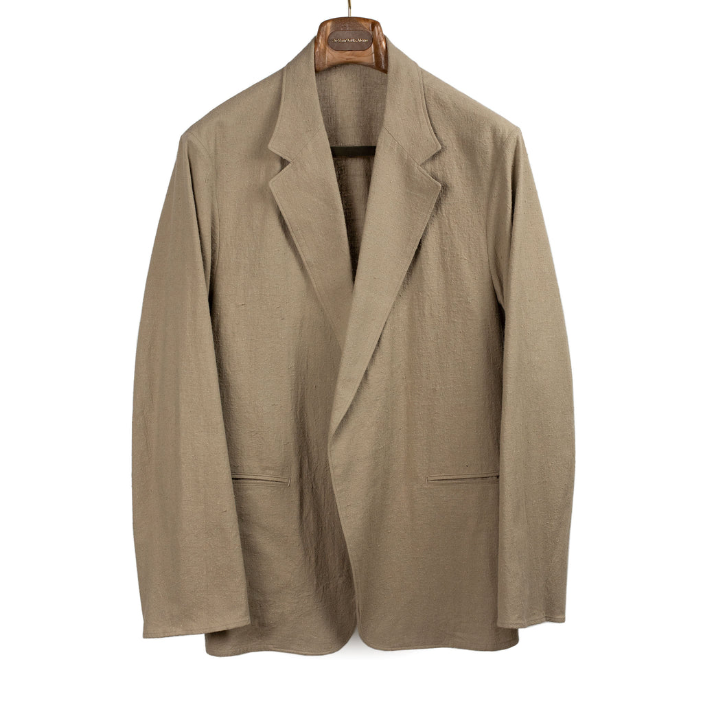 blurhms SS26 Cardigan jacket in beige nepped silk and cotton – No