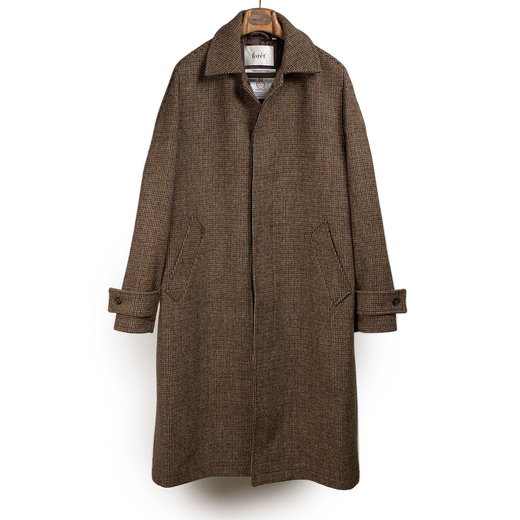 Foret FW26 Pine coat in Harris Tweed brown check wool – No Man