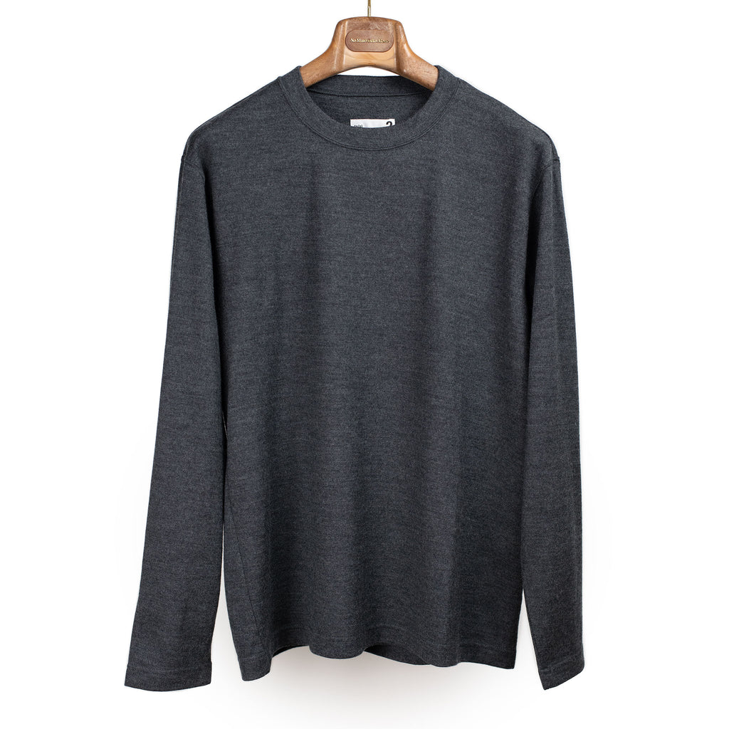 ts(s) FW26 Crew neck shirt in charcoal washable wool jersey – No
