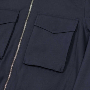 Tazio zip blouson in navy blue stretch virgin wool