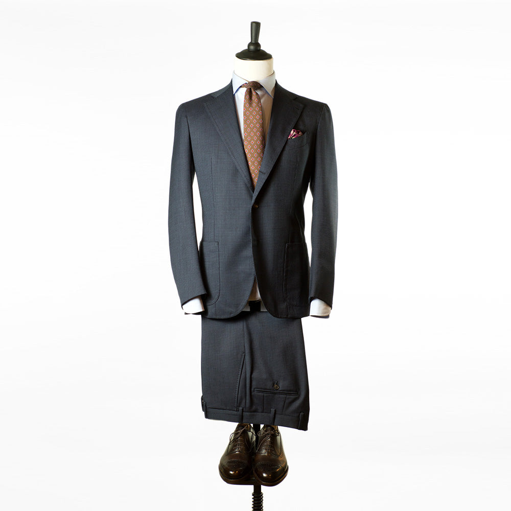 Navy blue nailhead worsted H. Lesser suit, 13 oz wool – No Man