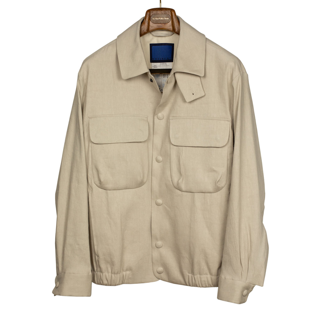 Document CPO jacket in beige linen viscose – No Man Walks Alone