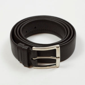 Dark brown soft calf "tubo" tubular dress belt