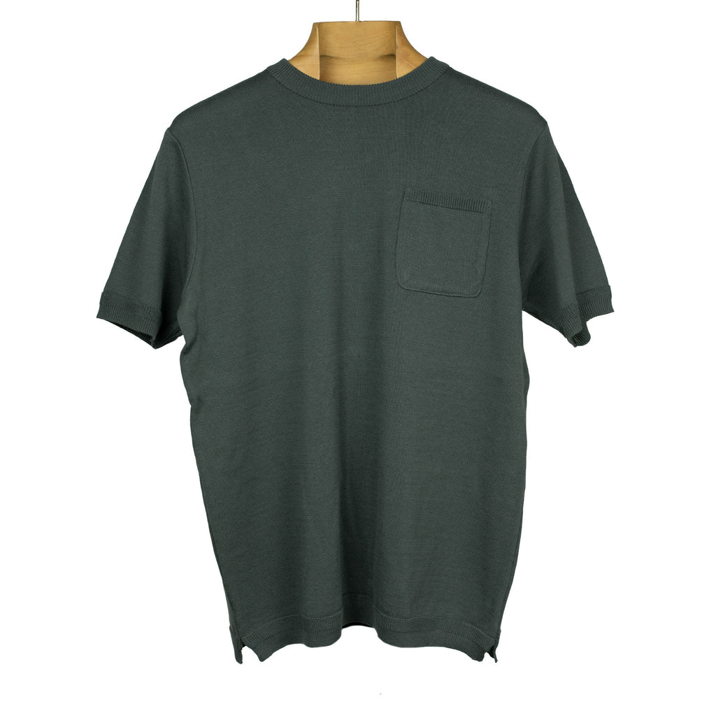 Fujito Collab exclusive short sleeve pocket knit t-shirt in graphite grey –  No Man Walks Alone